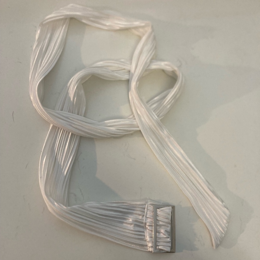 Satin White Tie Belt